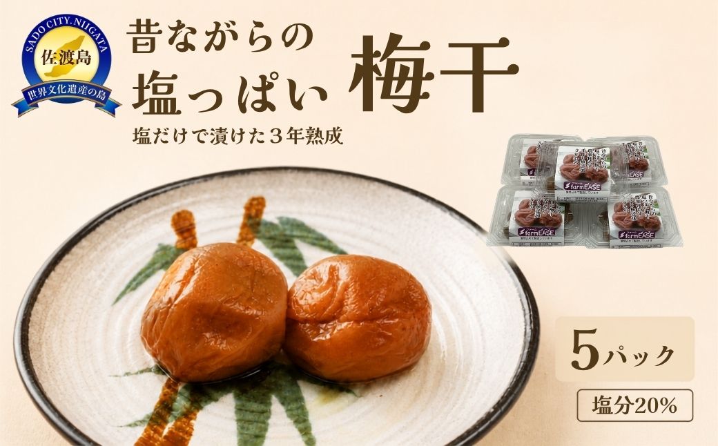 昔ながらの塩っぱい梅干　5パック