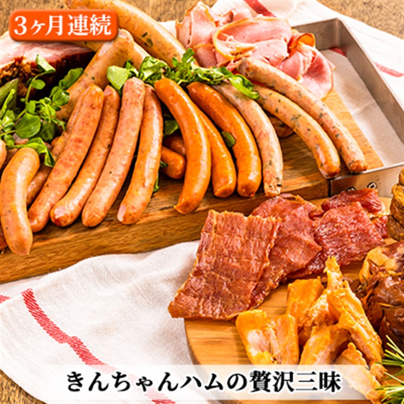【定期便】きんちゃんハム の贅沢三昧 3ヵ月連続お届け お肉 ソーセージ ベーコン 3カ月 3回