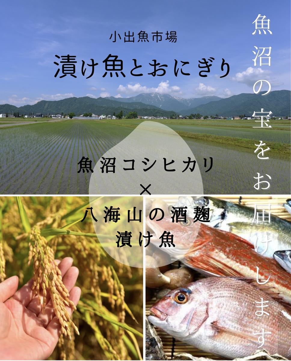 【おにぎり3個】釜炊き生姜・いちば屋握り・塩むすび 【銀だら】【鮭】八海山の塩麹・酒粕味噌漬け 4切入