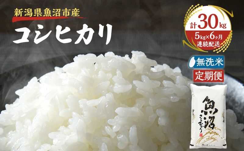 【定期便：雪国逸品    無洗米5kg×6ヶ月】越後魚沼郷    魚沼産コシヒカリ