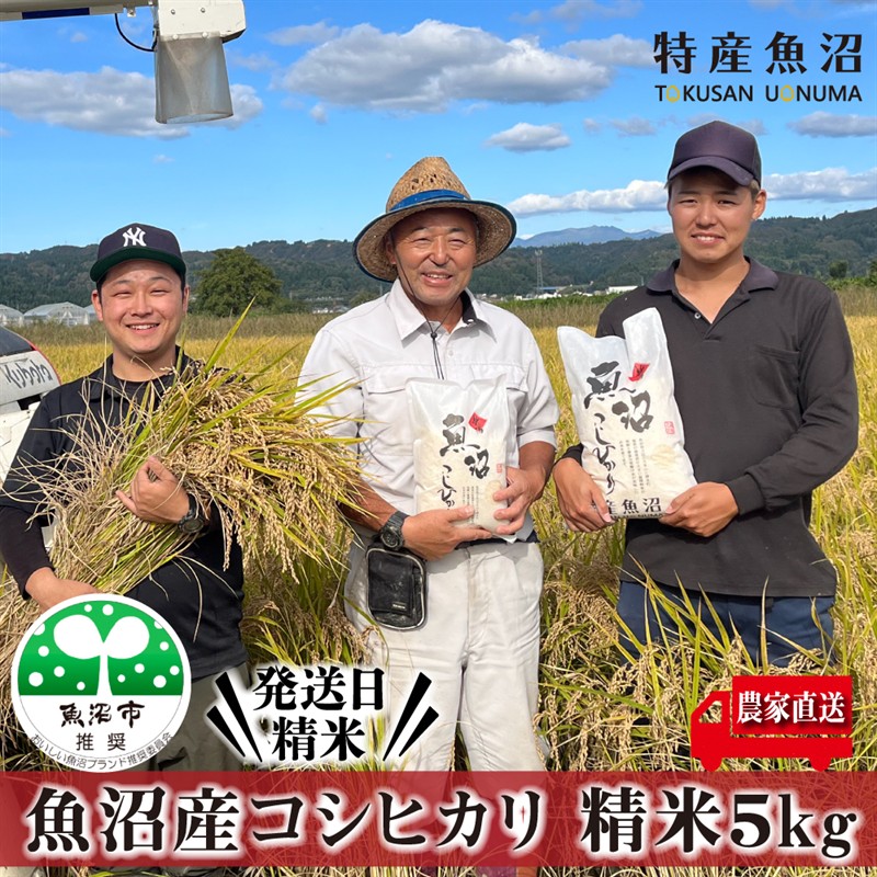 令和7年産 農家直送！ 魚沼産 コシヒカリ 精米 5kg （ 米 こしひかり お米 こめ コメ 魚沼産コシヒカリ 魚沼 新潟 魚沼産こしひかり おこめ 白米 ） 新潟県