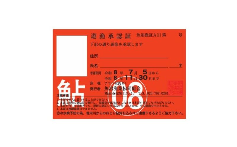 遊漁年券A1あゆ　竿釣（友釣りのみ）（但し魚沼漁業協同組合の範囲内に限ります）