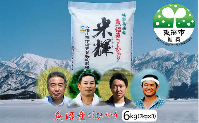 先行予約 令和8年産【新潟県認証・特別栽培米】魚沼産こしひかり(精米)６kg(2kg×3) お米 コシヒカリ