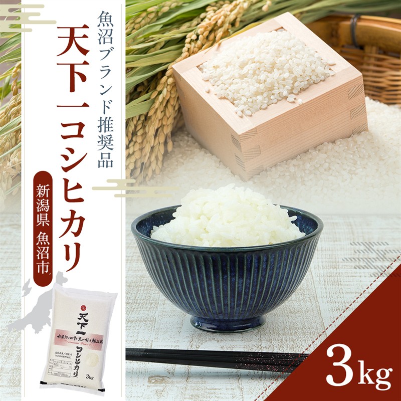 令和7年産 魚沼 天下一コシヒカリ（商標） 3kg 本当に旨い飯に おかずはいらない 魚沼産 コシヒカリ ( 米 お米 こめ コメ おこめ 白米 こしひかり ) 新潟県