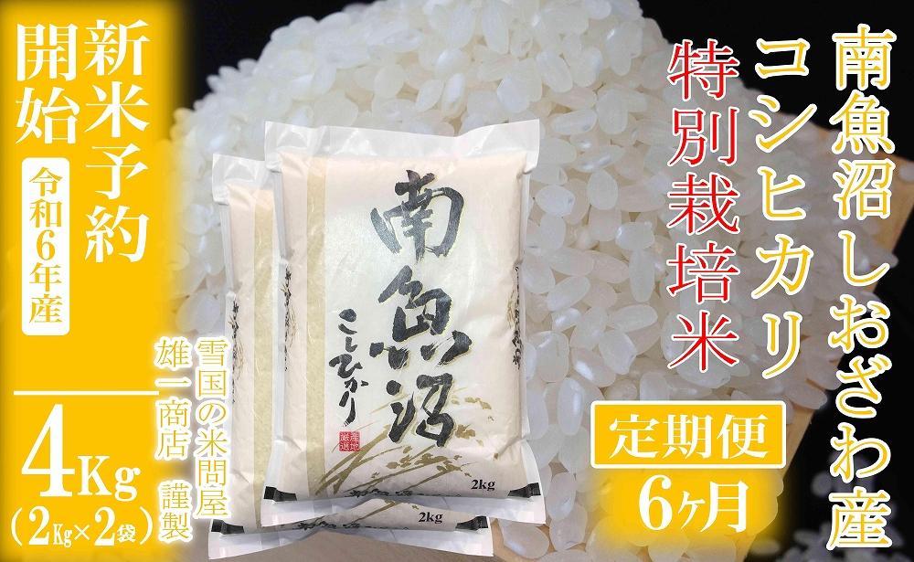 【新米予約・令和6年産】定期便6ヶ月：精米4Kg※特別栽培※ 生産者限定 南魚沼しおざわ産コシヒカリ