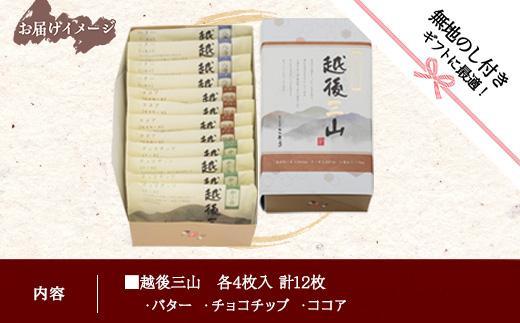 ES293 無地熨斗 越後三山 山のクッキー 各4枚 計12個 クッキー チョコチップ ココア 和菓子 洋菓子 お菓子 菓子 焼き菓子 セット 菓子詰合せ 詰め合わせ スイーツ ギフト おかしとおやき ことう 新潟県 南魚沼市