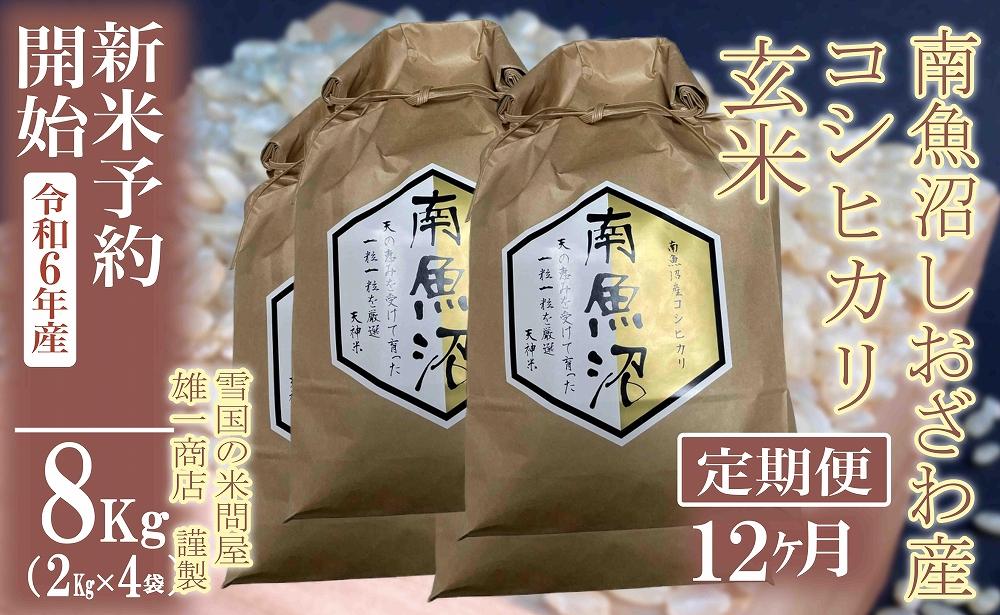 【新米予約・令和6年産】定期便12ヶ月：●玄米●8Kg 生産者限定 南魚沼しおざわ産コシヒカリ