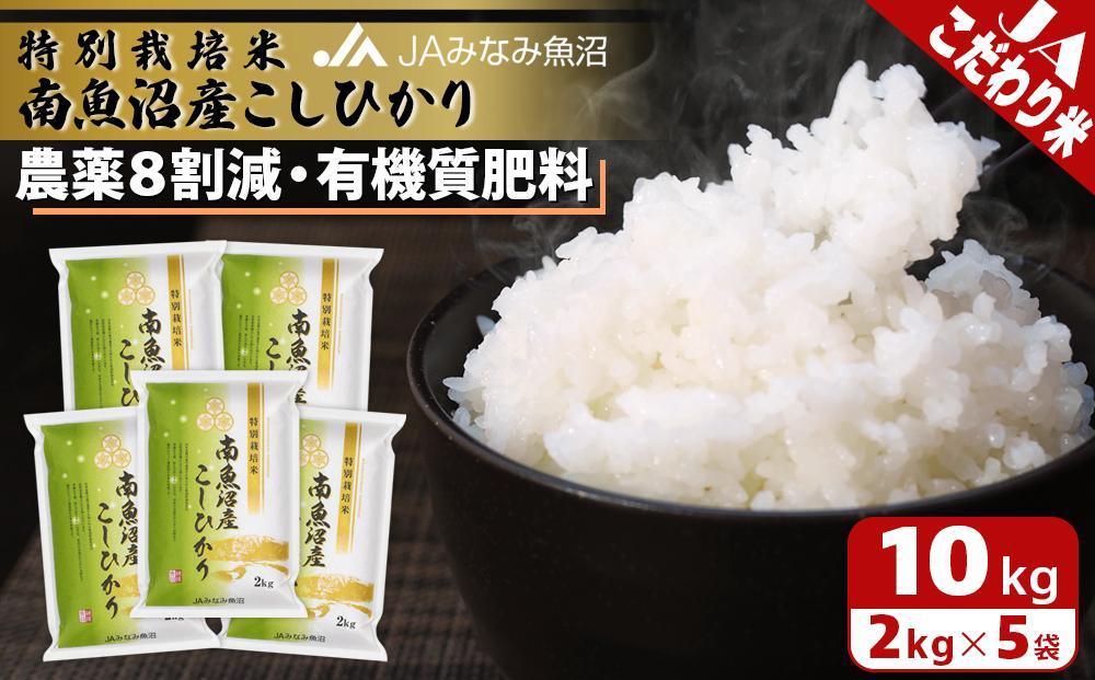 【令和7年産】特別栽培米南魚沼産こしひかり8割減 2kg×5袋 精米 農薬8割削減 有機肥料 精米HACCP認定工場 特A獲得日本一産地 高品質精米 もっちり甘い 南魚沼産コシヒカリ