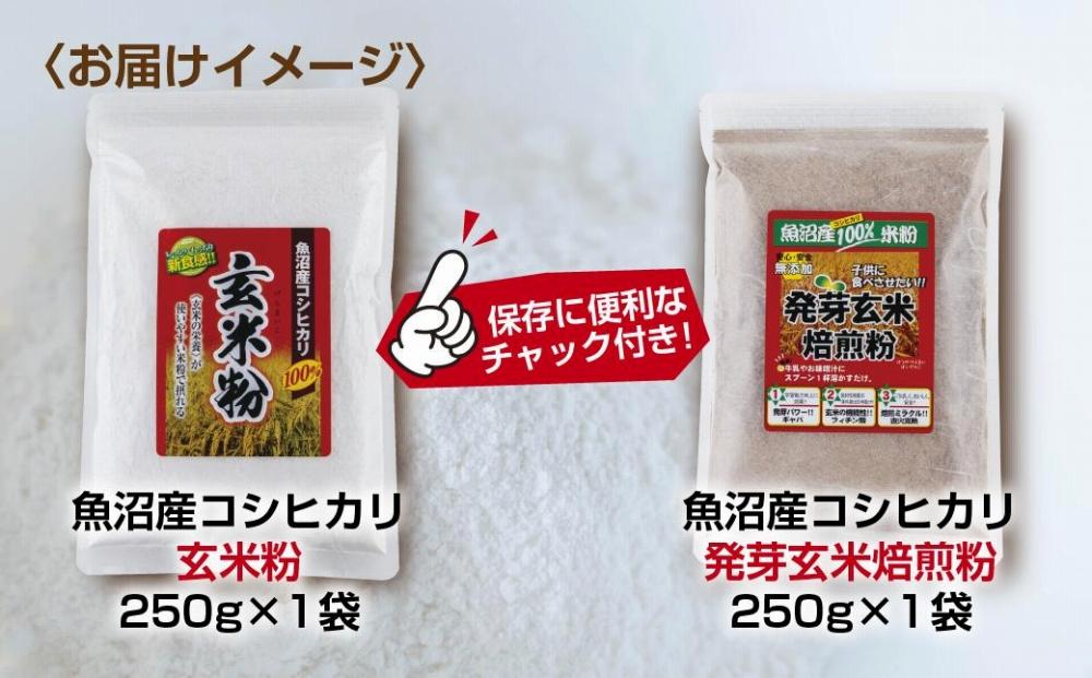 ES490 新潟県産 玄米粉 発芽玄米焙煎粉 セット 各250g 計500g 魚沼産 コシヒカリ 玄米 アレルギー グルテンフリー GABA 米粉 お取り寄せ お菓子 パン作り 製菓 コパフーズ 新潟県 南魚沼市