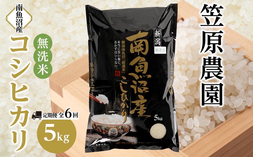 【定期便】【令和6年産新米予約／令和6年10月上旬より順次発送】南魚沼産コシヒカリ無洗米（5kg×全6回）