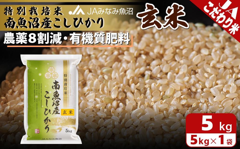 【令和7年産】特別栽培米南魚沼産こしひかり8割減 玄米 5kg 農薬8割削減 有機肥料 調整玄米 精選玄米 特A獲得日本一産地 もっちり甘い 南魚沼産コシヒカリ