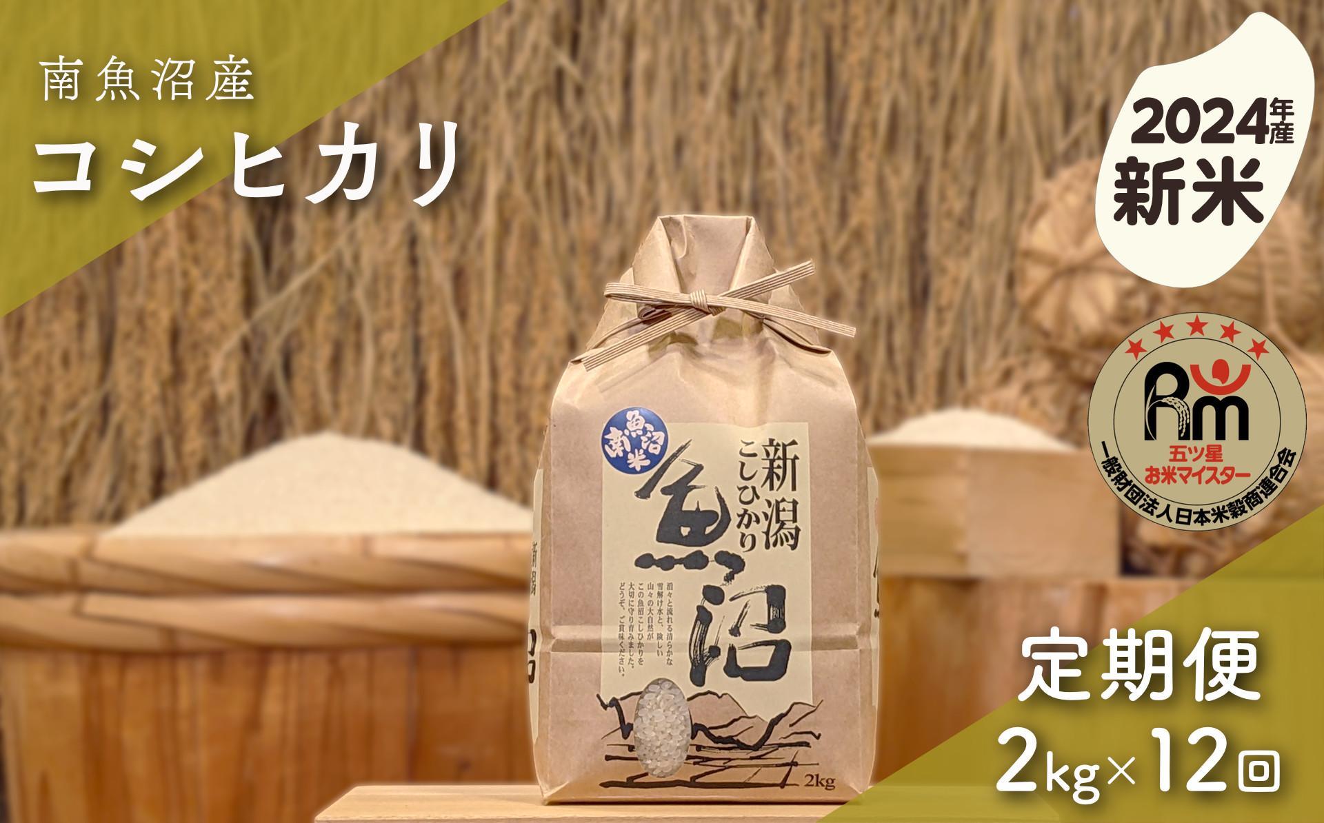 【新米】令和６年産「五つ星お米マイスター」の南魚沼産コシヒカリ　精米２kg×12回（毎月定期便）