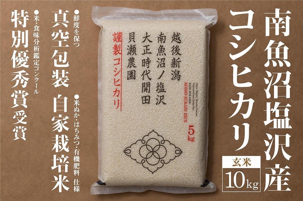【令和7年産】「貝瀬農園米」農薬5割減栽培　南魚沼塩沢産コシヒカリ　玄米10kg（5kg×2）