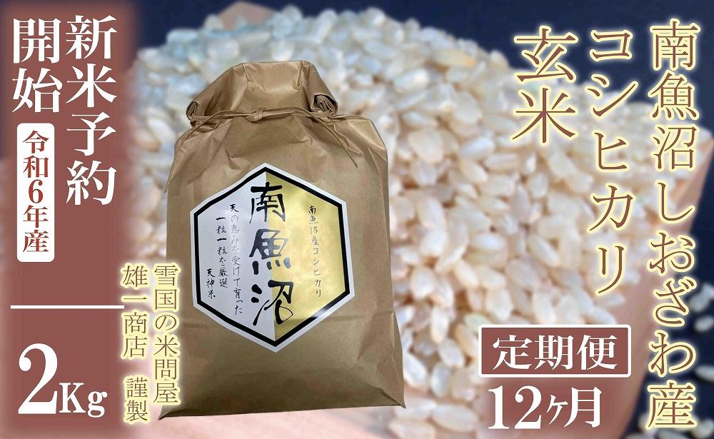 【新米予約・令和6年産】定期便12ヶ月：●玄米●2Kg 生産者限定 南魚沼しおざわ産コシヒカリ