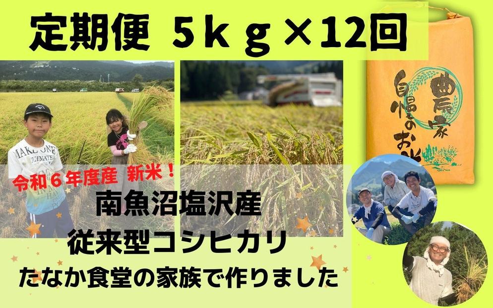 南魚沼塩沢産　従来型コシヒカリ　白米５ｋｇ×１２回（定期便）（令和６年度新米スタート）