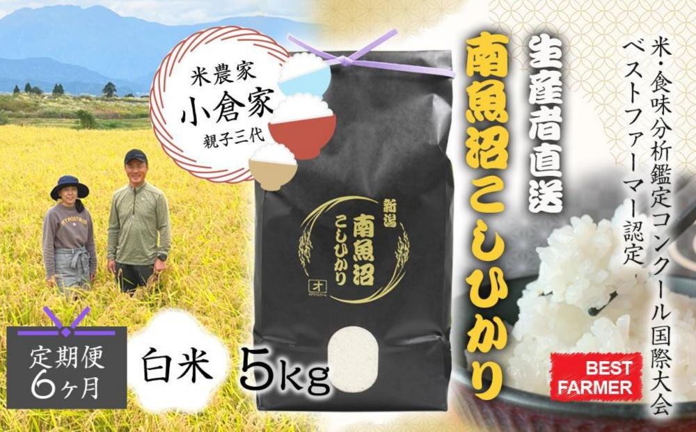【生産者直送】【定期便６ヶ月】【令和8年産　新米予約 】南魚沼産こしひかり 白米5kg×全6回　合計30kg   オグライスファーム＜コシヒカリ 精米 農家直送＞【2026年10月中旬から1ヶ月以内に順次発送予定】