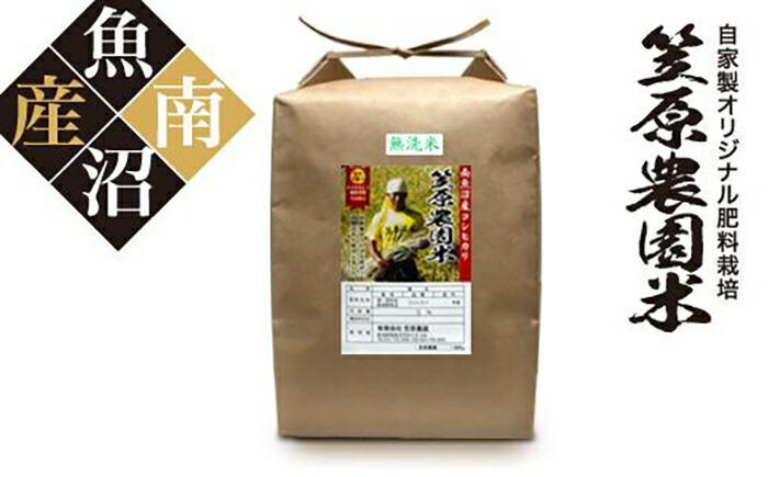 【令和6年産新米予約／令和6年10月上旬より順次発送】南魚沼産 笠原農園米 コシヒカリ 無洗米 5kg