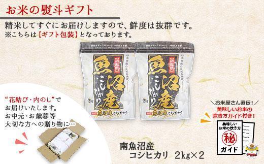 【令和7年産】 【無地熨斗】新潟県 南魚沼産 コシヒカリ お米 2kg×2袋 計4kg（お米の美味しい炊き方ガイド付き）