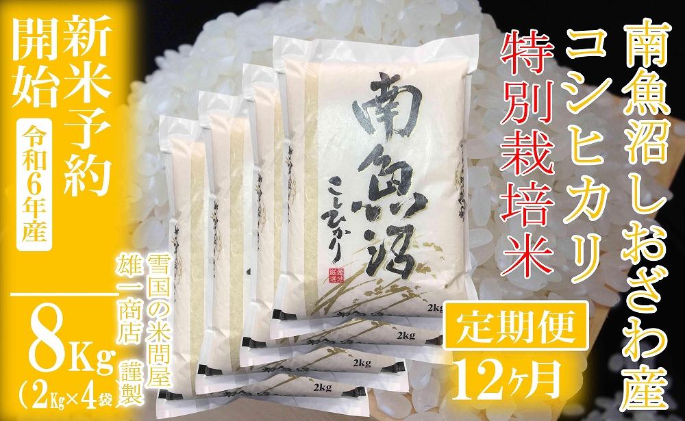 【新米予約・令和6年産】定期便12ヶ月：精米8Kg ※特別栽培※生産者限定 南魚沼しおざわ産コシヒカリ