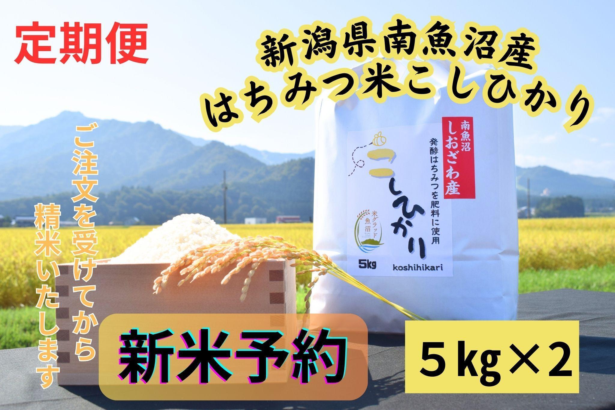 【令和７年産・新米予約・定期便】新潟県南魚沼産（塩沢地区）はちみつ米コシヒカリ 10kg×３か月　※蜂蜜発酵液肥料栽培