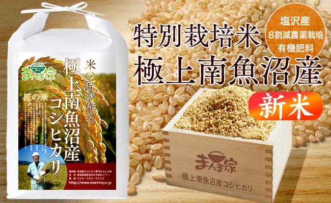 【６年産新米予約】特別栽培米「極上南魚沼産コシヒカリ」（有機肥料、8割減農薬栽培）玄米5ｋｇ