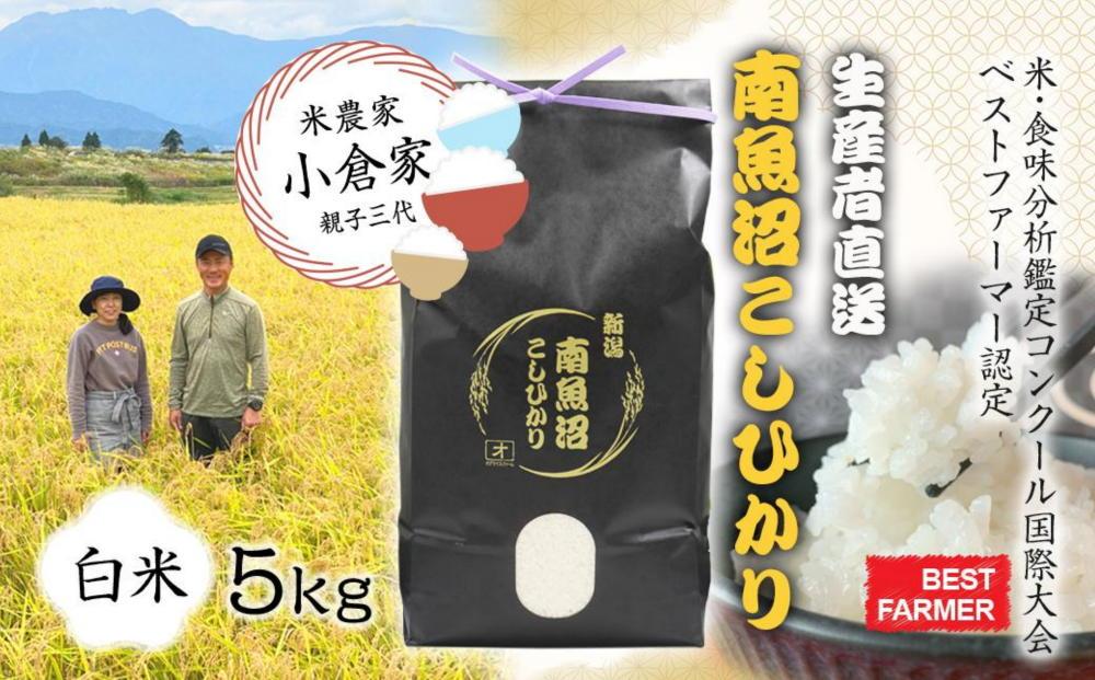 【生産者直送】【令和8年産　新米予約 】南魚沼産こしひかり　白米5kg(5kg×1)　オグライスファーム＜コシヒカリ 精米 農家直送＞【2026年10月中旬から1ヶ月以内に順次発送予定】