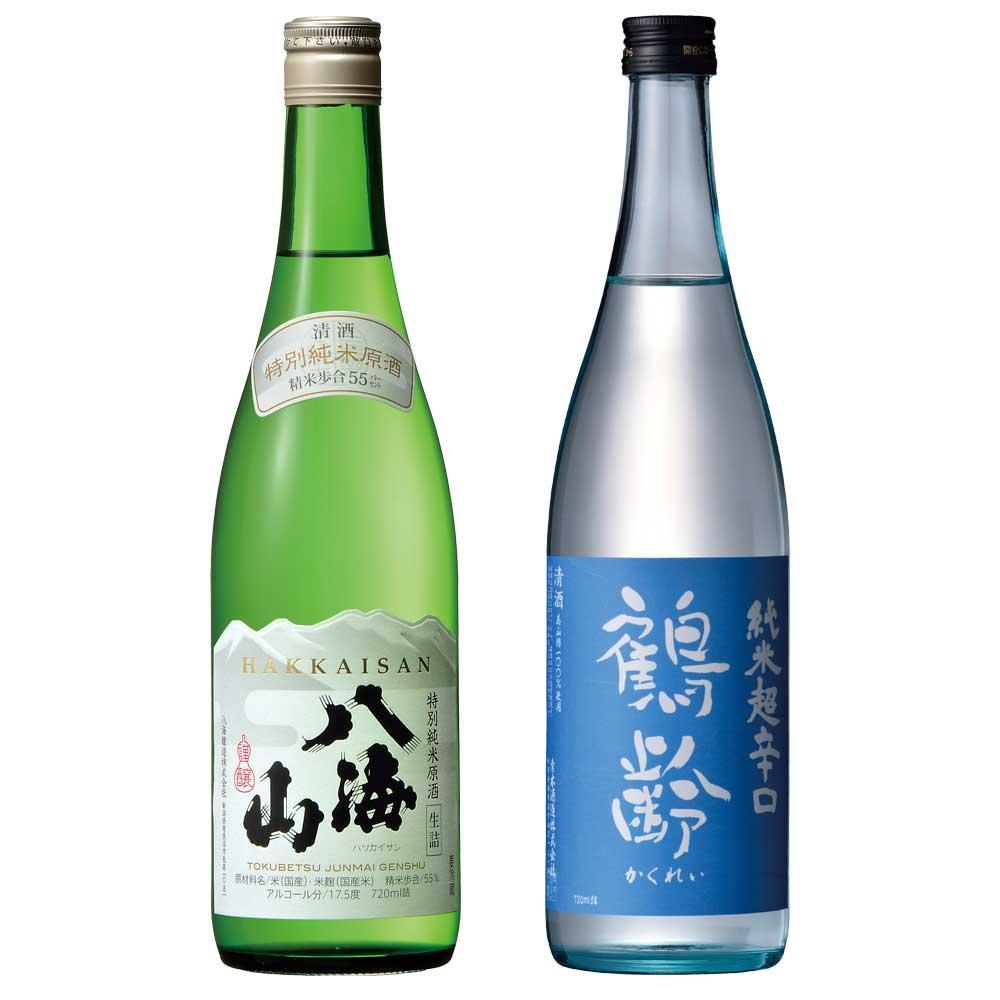 日本酒 八海山 特別純米原酒・鶴齢 純米酒 超辛口 720ml×2本セット