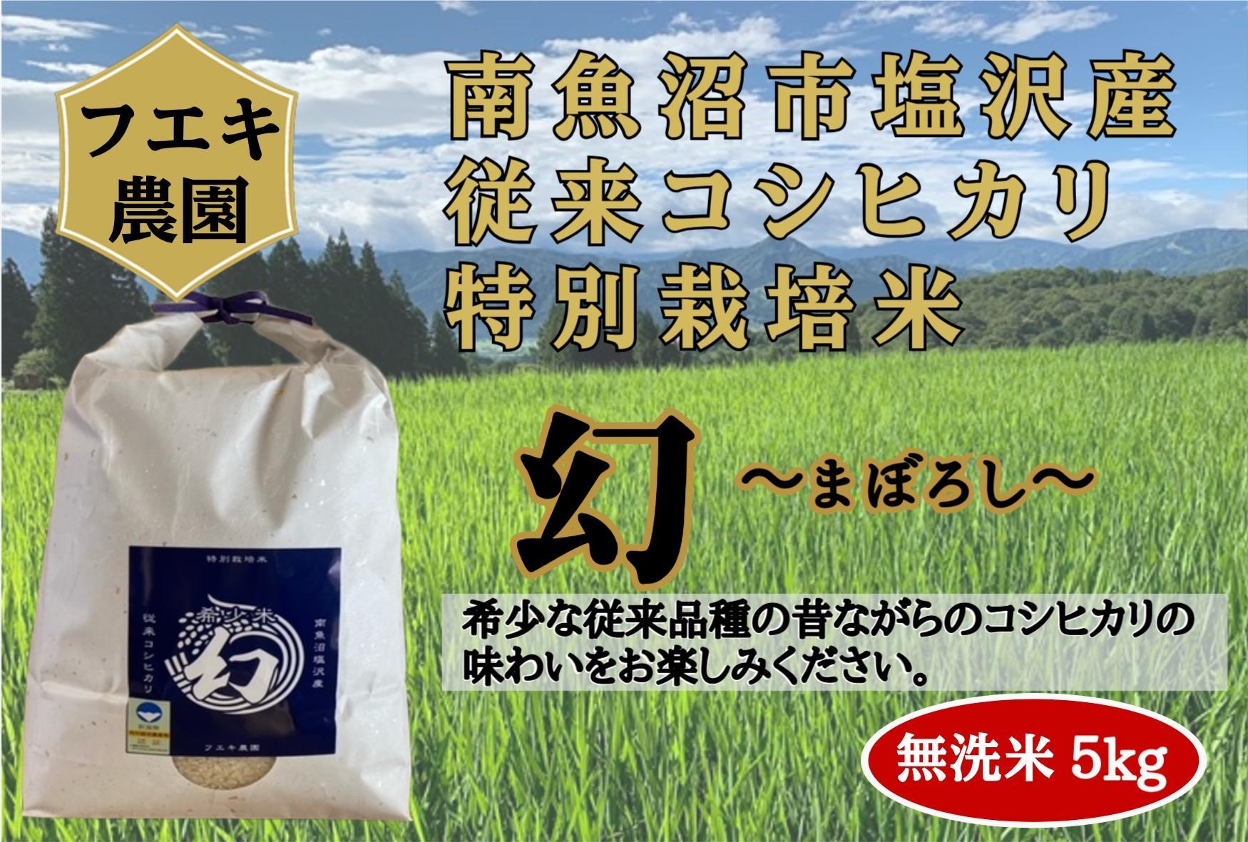 【新米】令和６年産　南魚沼塩沢産コシヒカリ　特別栽培米　無洗米５kg