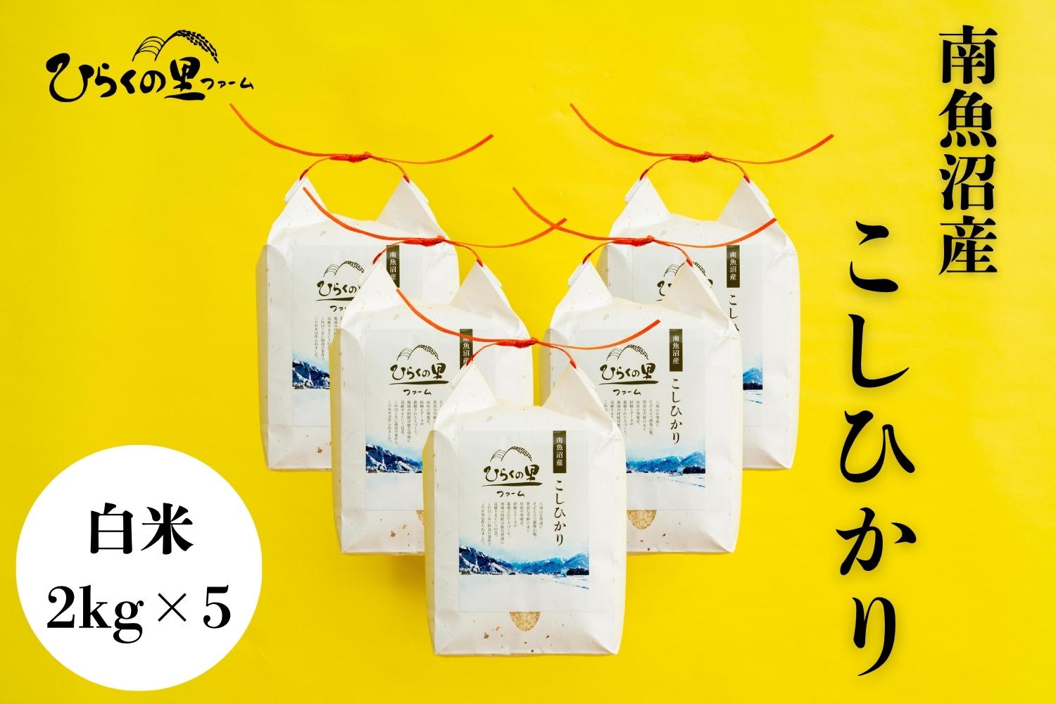 【R7年産】最高金賞 南魚沼産コシヒカリ 白米2kg×5 もっちり甘い！ ひらくの里ファーム