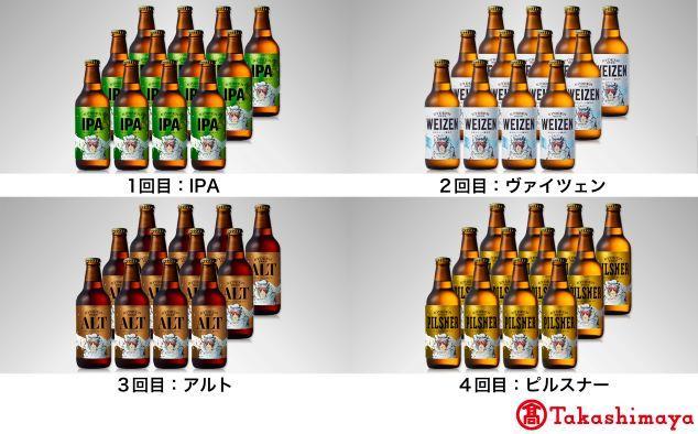 【定期便４回】ライディーンビール４種類飲み比べ【高島屋選定品】
