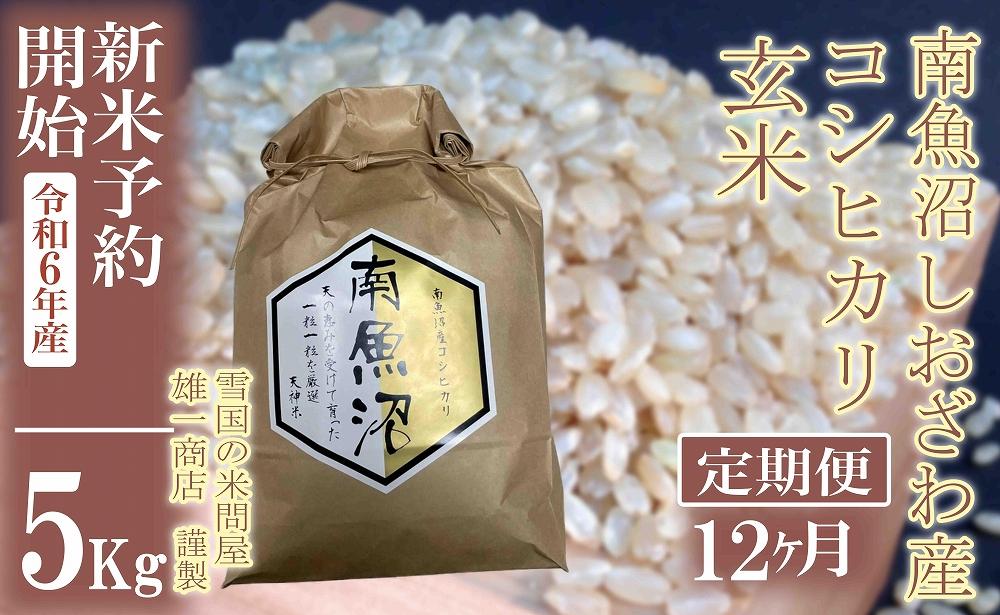 【新米予約・令和6年産】定期便12ヶ月：●玄米●5Kg 生産者限定 南魚沼しおざわ産コシヒカリ