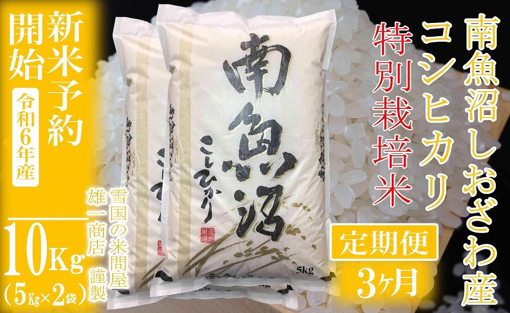 【新米予約・令和6年産】定期便3ヶ月：精米10Kg※特別栽培※ 生産者限定 南魚沼しおざわ産コシヒカリ