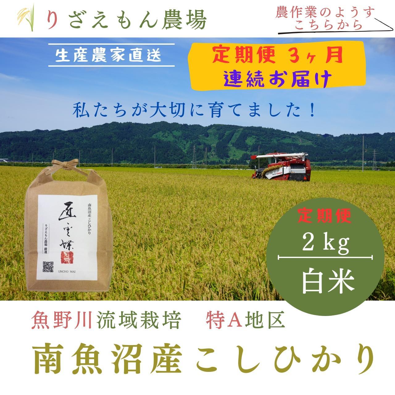 《新米予約受付》【定期便3回×2kg《合計6kg》】令和６年産　南魚沼産コシヒカリ　白米 2kg　＼生産農家直送／