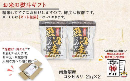 【無地熨斗】新潟県 南魚沼産 コシヒカリ お米 2kg×2袋 計4kg（お米の美味しい炊き方ガイド付き）