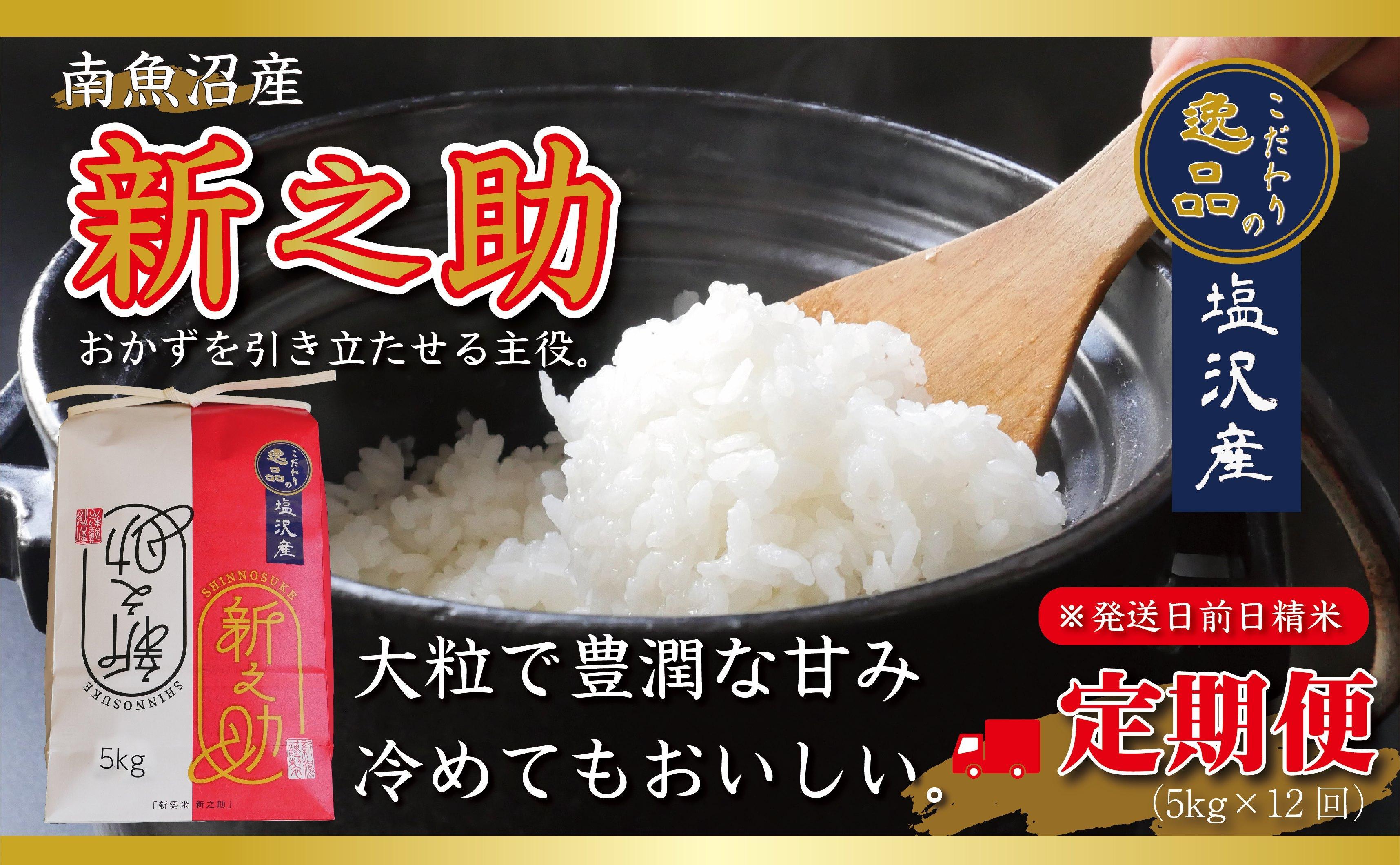 【令和6年産 先行予約】【定期便12ヵ月】南魚沼産新之助（5kg×12回）【塩沢地区】