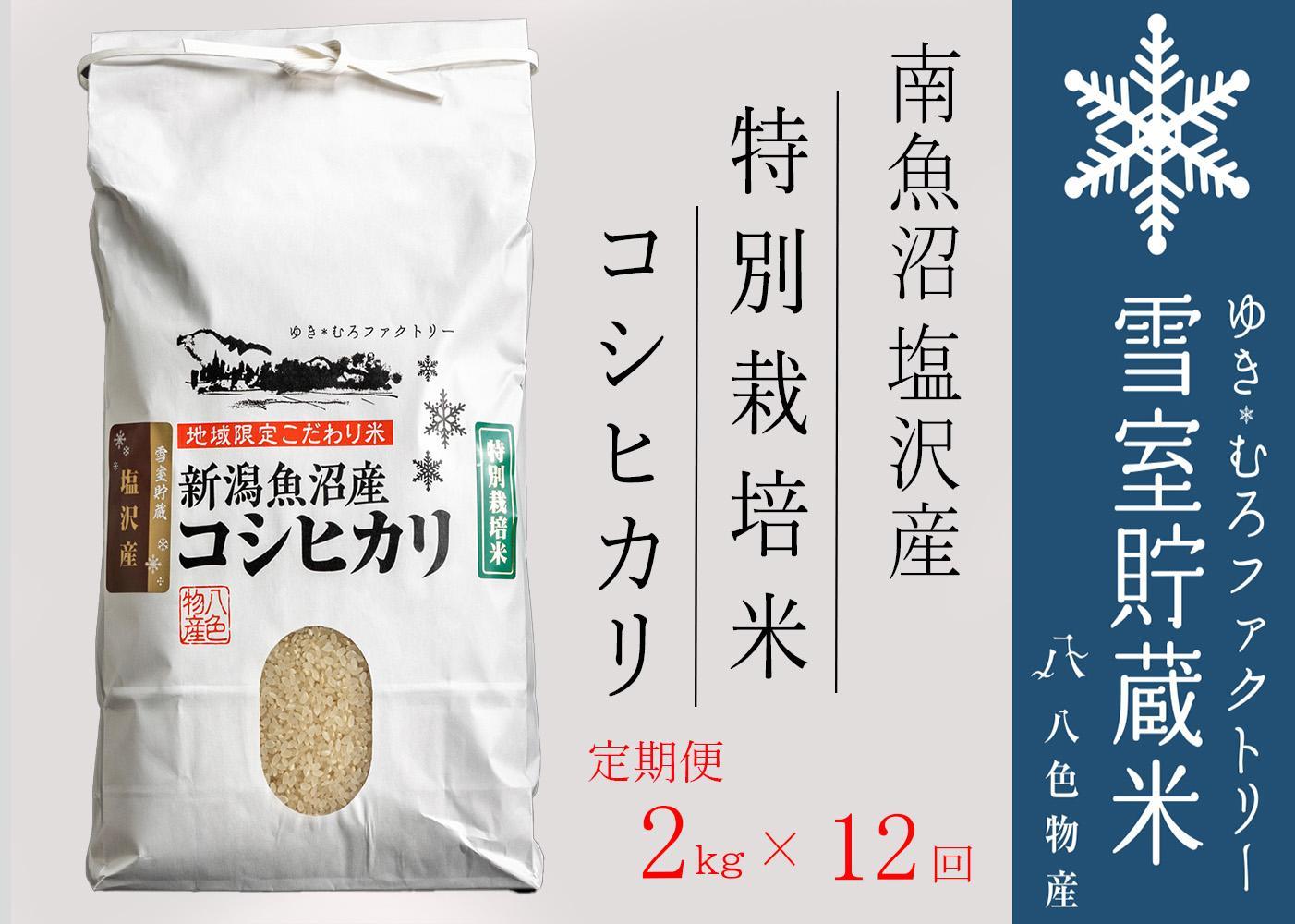 【令和７年産】特別栽培【定期便2kg×12回】雪室貯蔵米 南魚沼塩沢産コシヒカリ