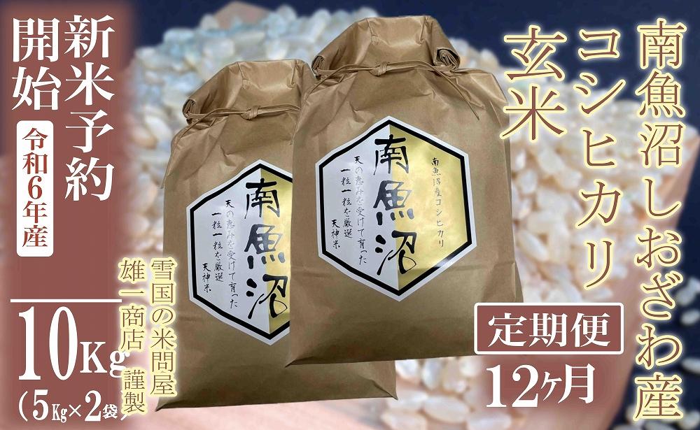 【新米予約・令和6年産】定期便12ヶ月：●玄米●10Kg 生産者限定 南魚沼しおざわ産コシヒカリ