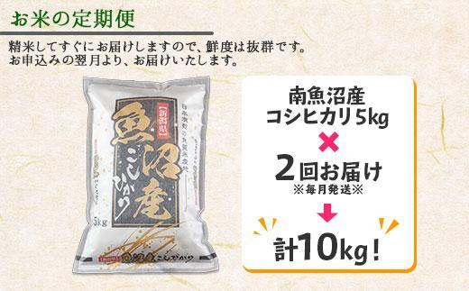 【定期便】新潟県 南魚沼産 コシヒカリ お米 5kg 計2回 精米済み（お米の美味しい炊き方ガイド付き）