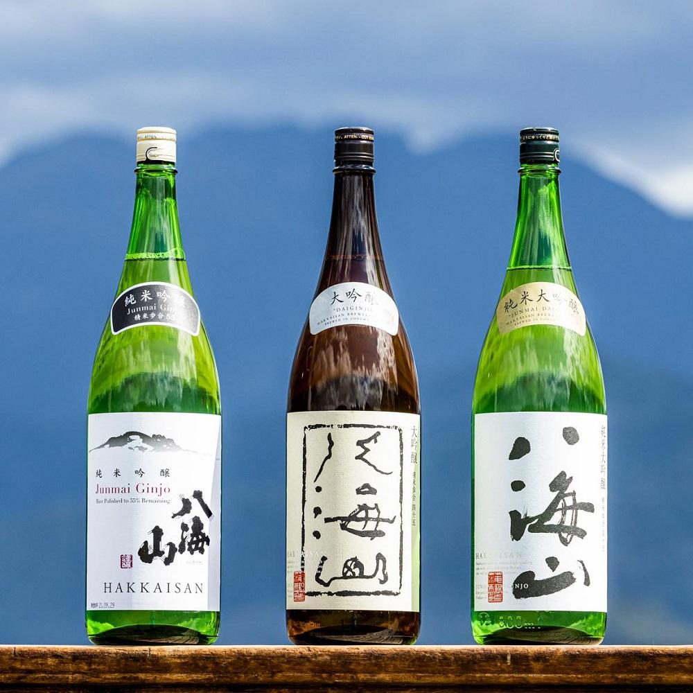 越後の名酒「八海山」純米吟醸55％・大吟醸・純米大吟醸一升瓶詰合せ（各1800ml）