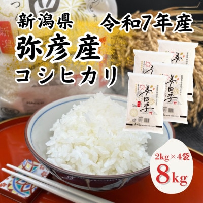 令和7年産　新潟県弥彦産コシヒカリ　美四季8kg(2kg×4袋)　皇室献上米農家生産　特別栽培米【配送不可地域：離島・北海道・沖縄県】【1690586】
