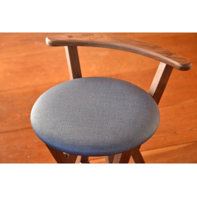 マカロンスツール 　カラフルなくつろぎ　　アメリカンウォールナット材×ブルー【1454605】