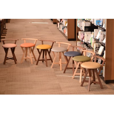 マカロンスツール 　カラフルなくつろぎ　　アメリカンウォールナット材×ブルー【1454605】