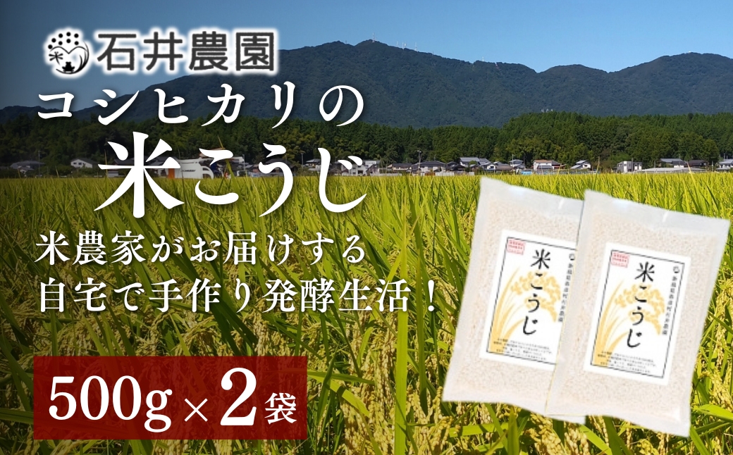 【乾燥米こうじ 500g×2袋】新潟県弥彦村 石井農園 新潟県認証特別栽培米 コシヒカリ使用