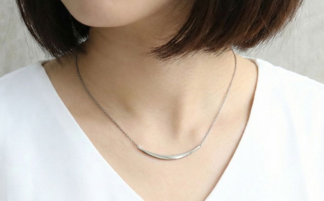 純チタンバーネックレス(カーブプレート)42cm