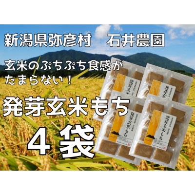 ぷちぷち食感がたまらない「発芽玄米餅」　4袋　新潟県弥彦村産「こがねもち」100%使用【1554473】