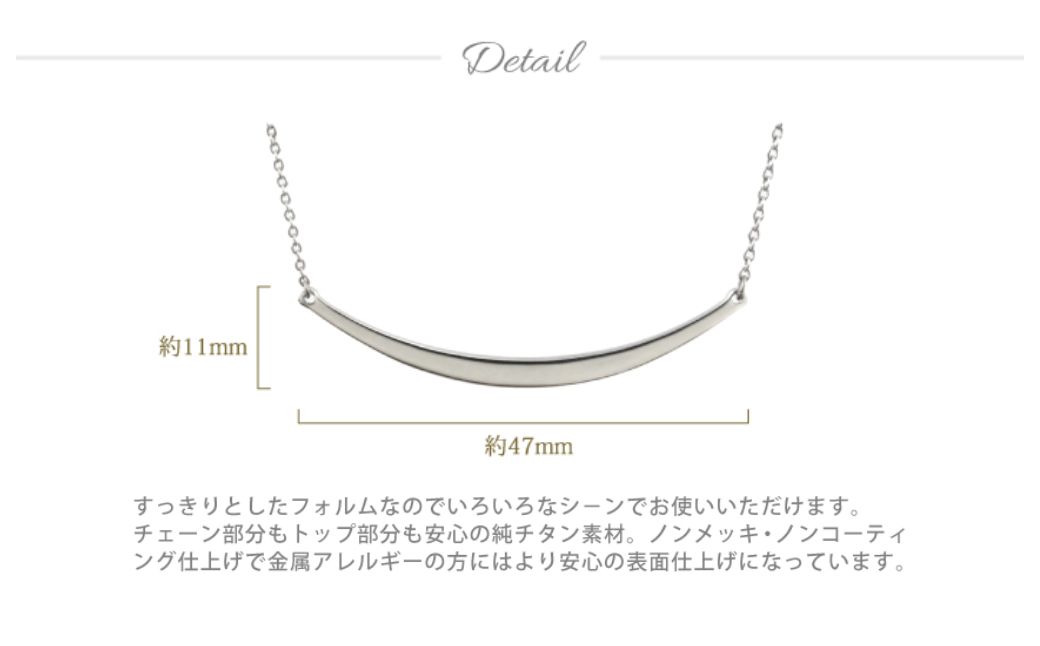 純チタンバーネックレス(カーブプレート)42cm