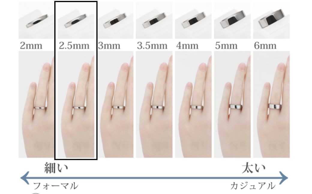 純チタン平打リング(幅2.5mm)15号