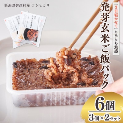 熟成3日 発芽玄米ご飯 パックご飯 6個(3パック×2セット) コシヒカリで作った酵素玄米【1497864】