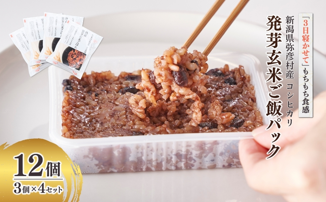 熟成3日 発芽玄米ご飯 パックご飯 12個(3パック×4セット) コシヒカリで作った酵素玄米