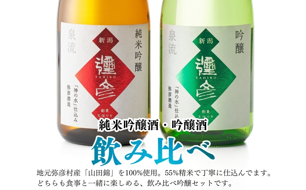 泉流 彌彦 純米吟醸酒・吟醸酒 720ml各1本の飲み比べセット 日本酒飲み比べ